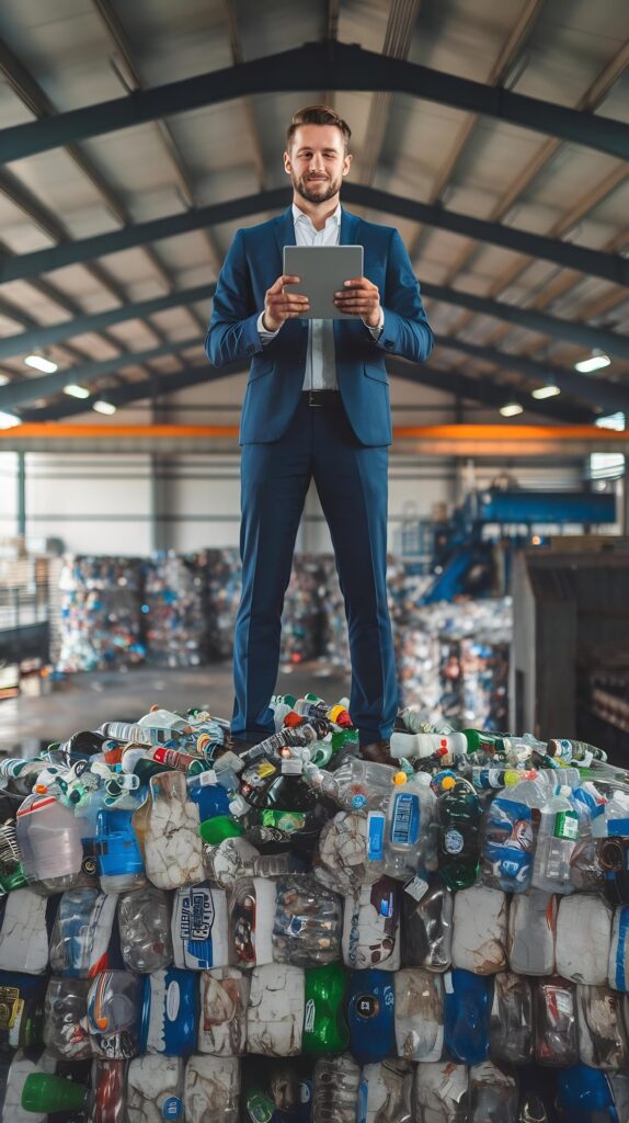 Manager reviewing operations at a recycling facility